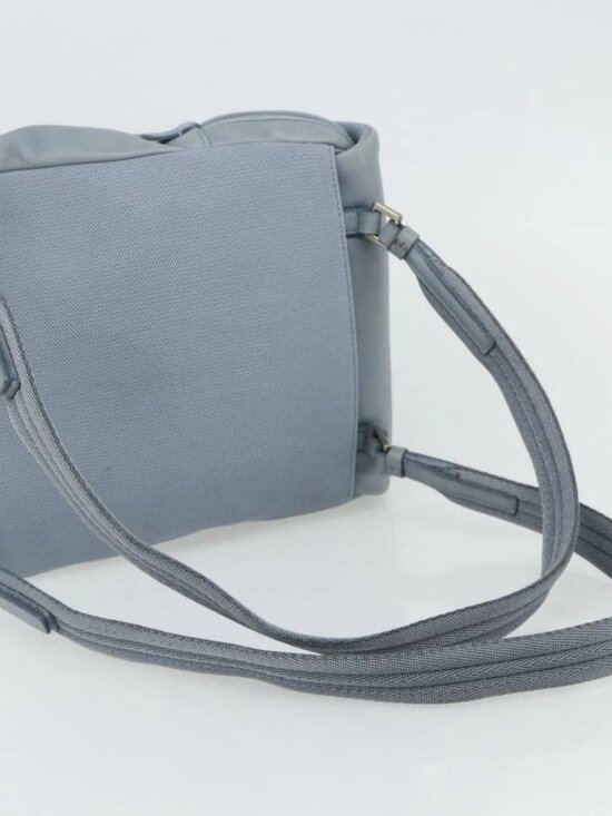 PRADA Backpack Leather Light Blue Silver Auth BA12406A